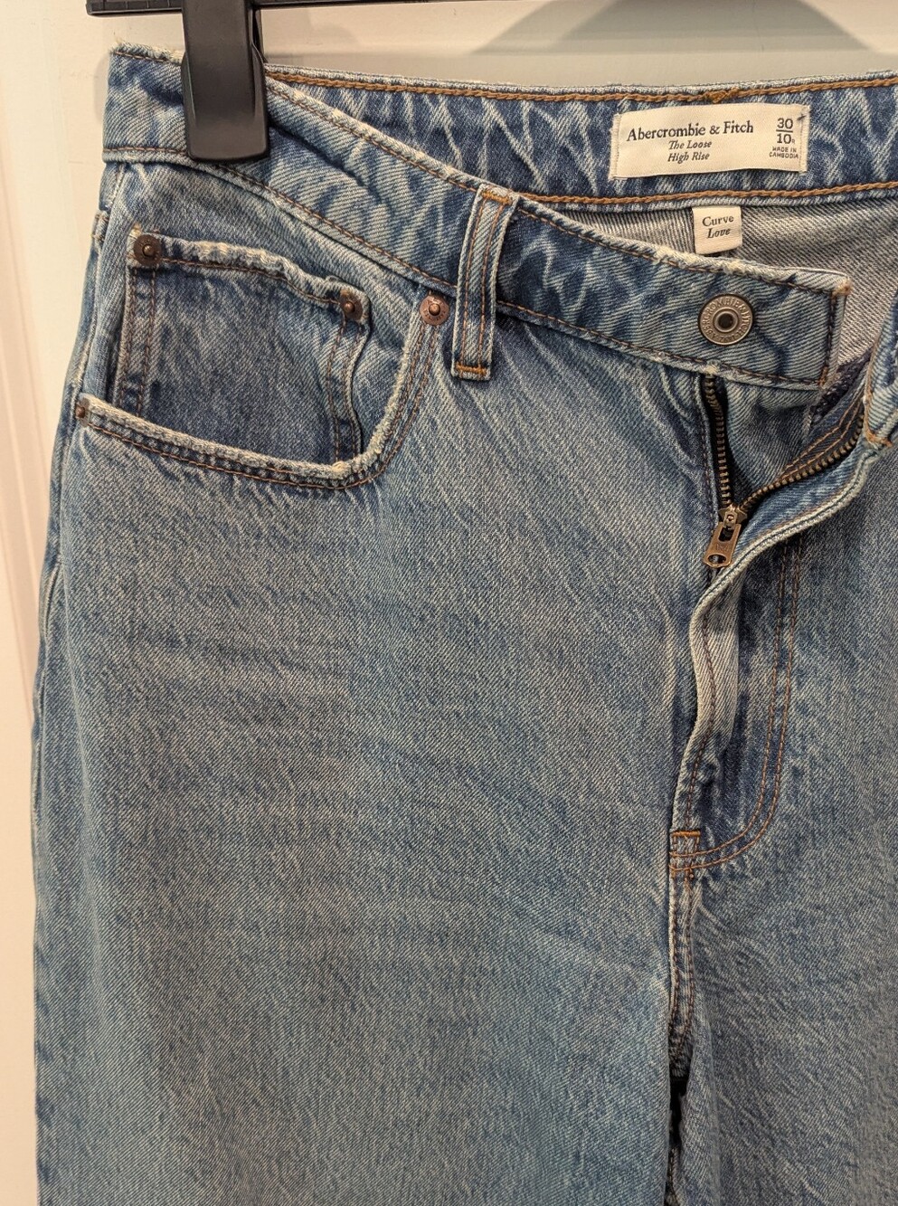 Abercrombie & Fitch Loose High Rise Jeans Women 30/10 Blue Denim Relaxed Y2K - Picture 4 of 15